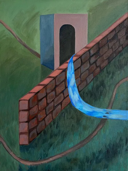 „Skrz, přes, na okolo" — Olej na plátně od Karin Krutsche, 80 × 60 cm