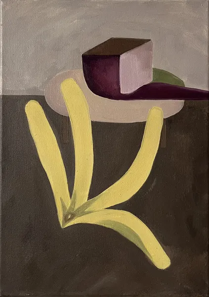 „Mimésis" — Olej na plátně od Karin Krutsche, 2025, 35 × 25 cm