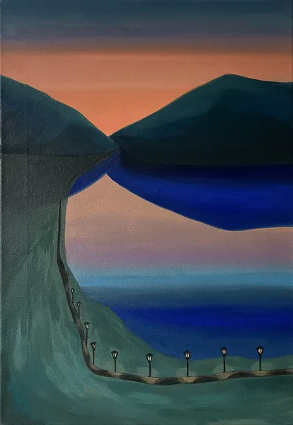 „Moment" — Olej na plátně od Karin Krutsche, 2025, 65 × 45 cm