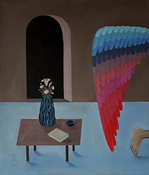 „Pokojík" — Olej na plátně od Karin Krutsche, 2024, 70 × 60 cm