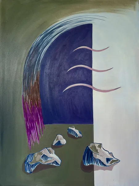 „Hlas jemný, tichý" — Olej na plátně od Karin Krutsche, 2024, 145 × 110 cm