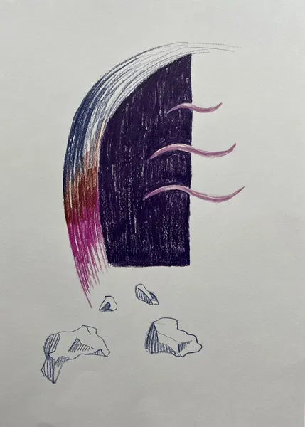 „Hlas tichý, jemný" — Pastelka na papíře od Karin Krutsche, 2024, 21 × 29 cm