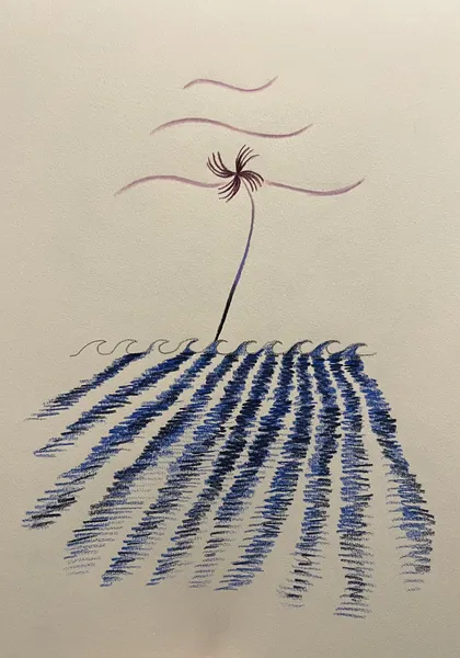 „Bez názvu" — Pastelka na papíře od Karin Krutsche, 2024, 21 × 29 cm
