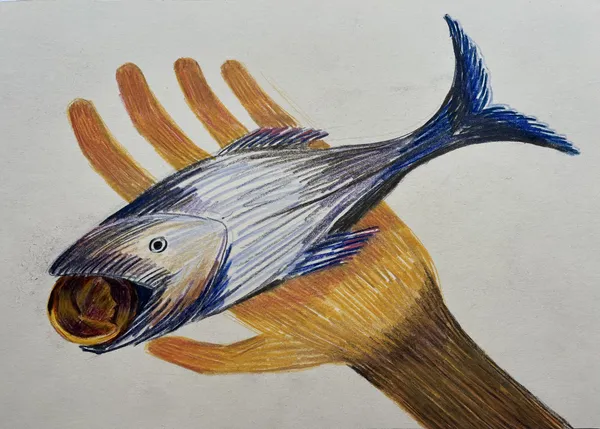„Daň" — Pastelka na papíře od Karin Krutsche, 2023, 21 × 29 cm
