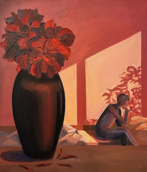 „Bez názvu" — Olej na plátně od Karin Krutsche, 2023, 70 × 60 cm