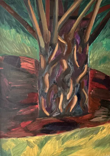 „Vrba" — Olej na plátně od Karin Krutsche, 2022, 50 × 70 cm