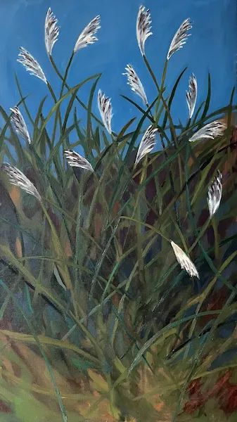 „Zlomená" — Olej na plátně od Karin Krutsche, 2022, 140 × 80 cm