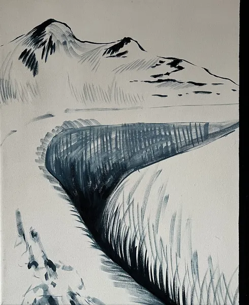 „Island 2." — Olej na plátně od Karin Krutsche, 2022, 55 × 45 cm