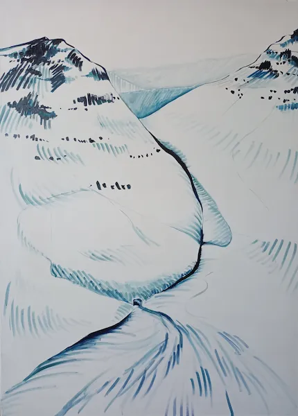 „Island 5." — Olej na plátně od Karin Krutsche, 2022, 105 × 145 cm
