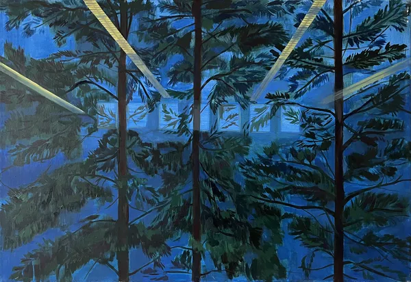 „Okna" — Olej na plátně od Karin Krutsche, 2022, 50 × 80 cm