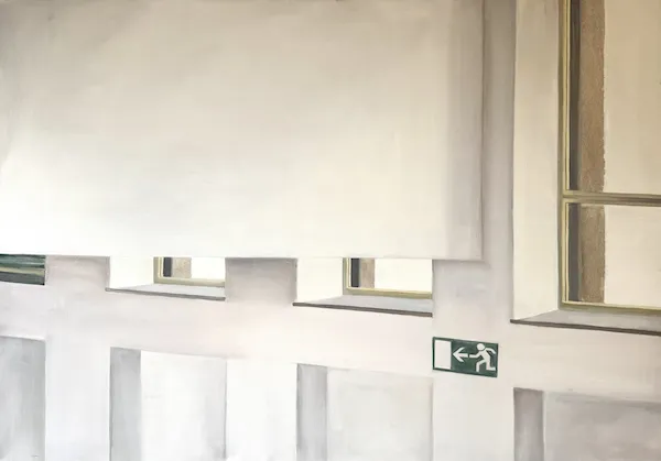 „Ateliér" — Olej na plátně od Karin Krutsche, 2022, 95 × 135 cm