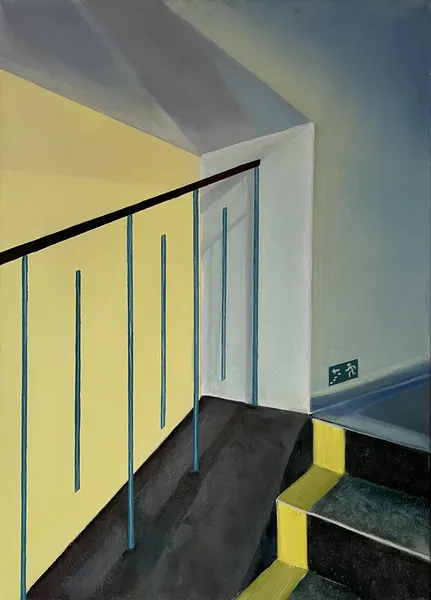 „Schody" — Olej na plátně od Karin Krutsche, 2021, 90 × 65 cm