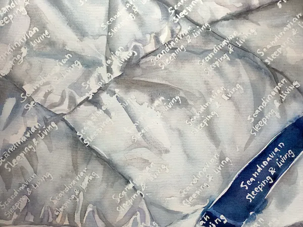 „Scandinavian Sleeping & Living II." — Akvarel na papíře od Karin Krutsche, 2021, 30 × 22 cm