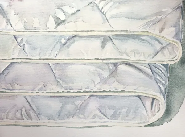 „Peřiny II." — Akvarel na papíře od Karin Krutsche, 2021, 38 × 27 cm